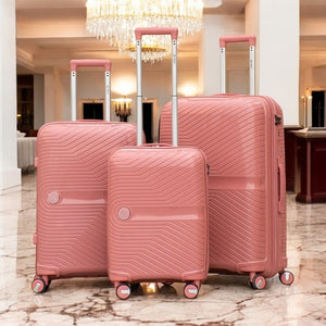 Miami PP Unbreakable Luggage Bag | Polypropylene Hard Case Trolley Set | Lightweight, 4 Double Wheels for 360 Movement | Unbreakable Suitcase Set with Combination Lock | 3 Piece Set 20, 24 and 28 Inches