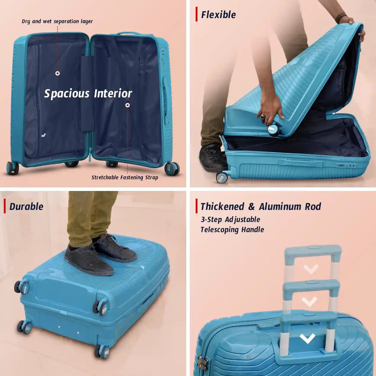 Medium Size 24 Inch Luggage Bag Unbreakable Miami PP | Backpack Combo