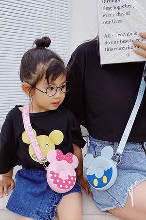 Mickey Mouse Donut Cute Silica Bag For Girls | Multicolour Mini Crossbody Sling Bag