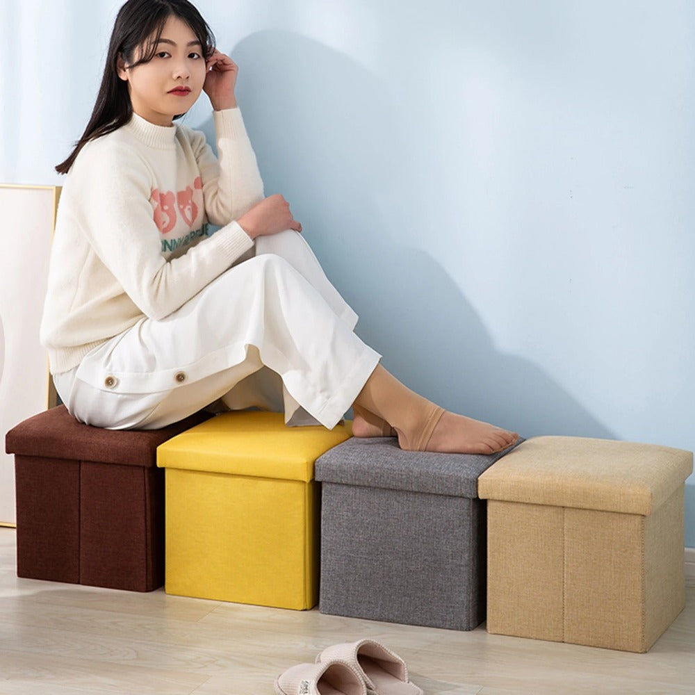 Mini Foldable Storage Box | Fabric and Durable Stool for Home Organization