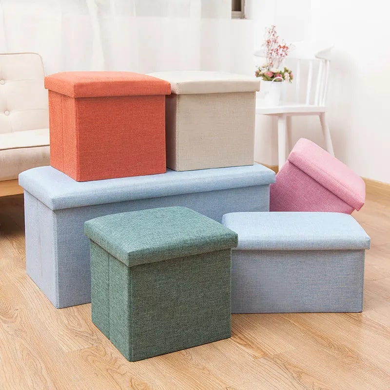 Mini Foldable Storage Box | Fabric and Durable Stool for Home Organization