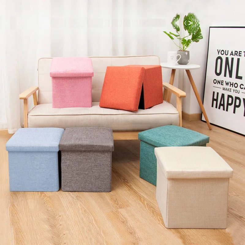 Mini Foldable Storage Box | Fabric and Durable Stool for Home Organization