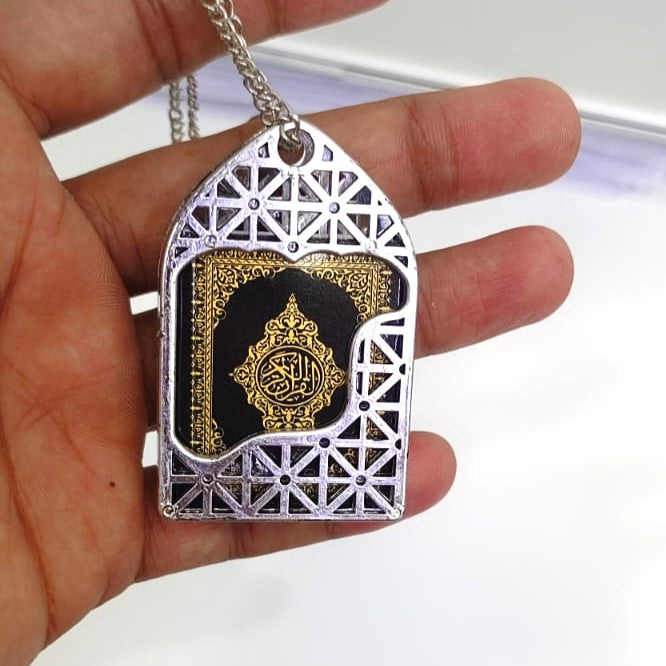 Mini Holy Quran Holding Pendant With Hanging Chain | Vintage Arabic Book Pendant