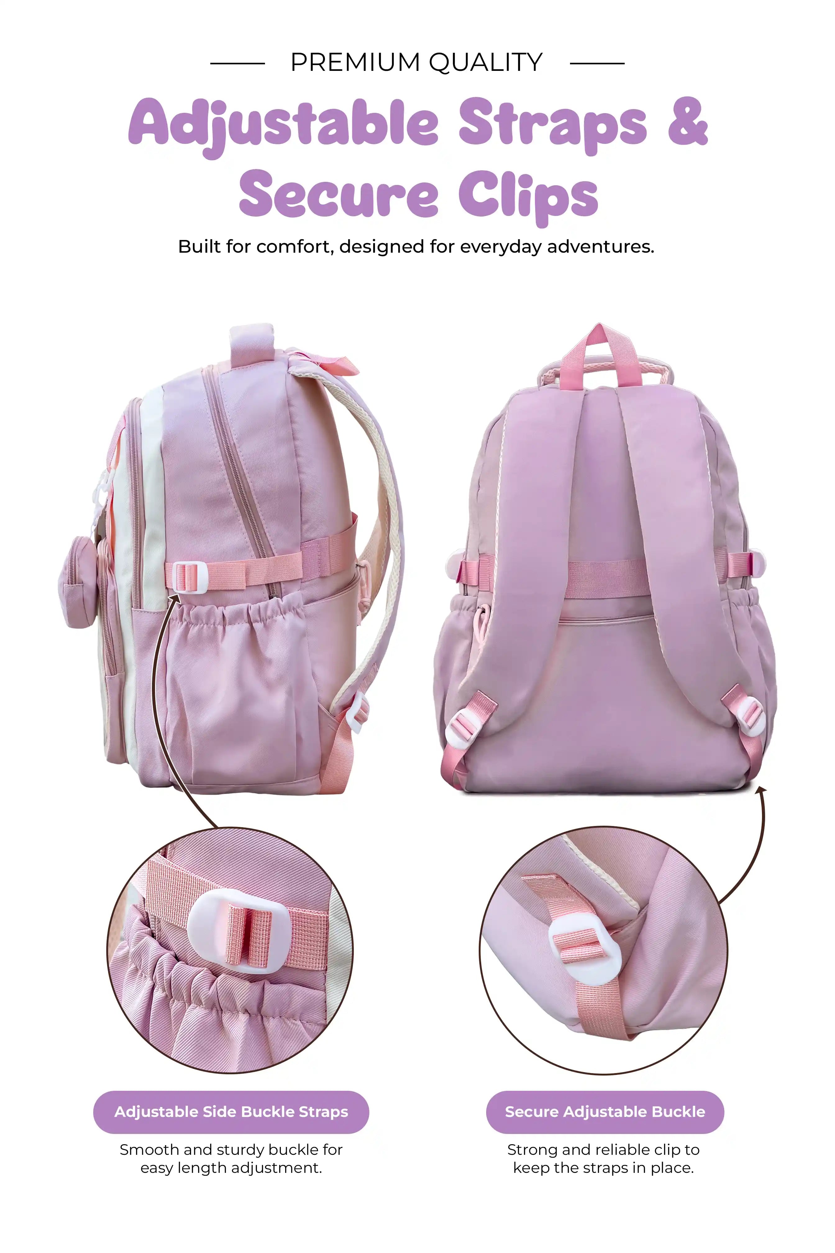 17 Inch Cute Mocha Duo School Outdoor Lightweight Backpack With Favorite Anime Badges Attached