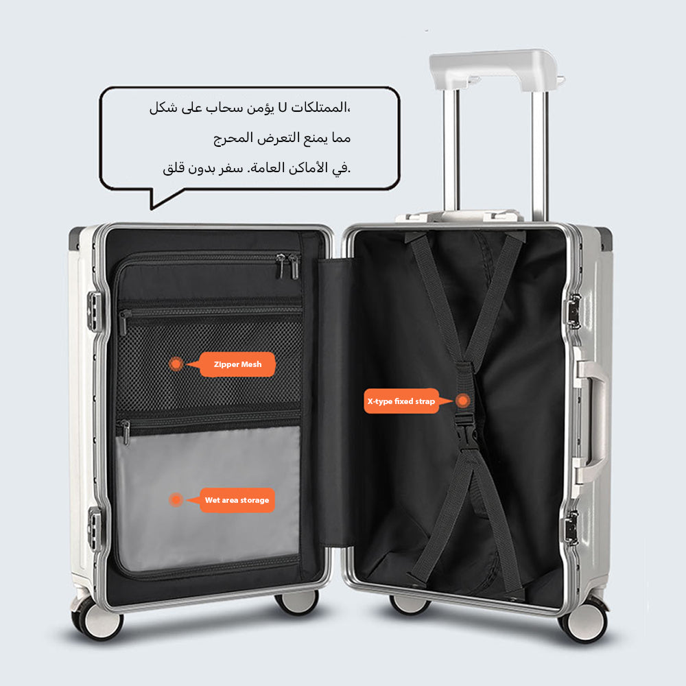 Multifunctional Front Opening Aluminum Frame Luggage | High-End New Business Cabin Suitcase