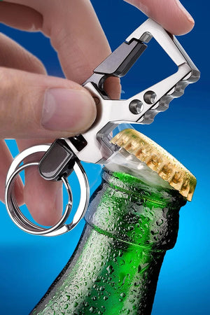 Multifunctional Bottle Opener Keychain With Double Key Ring Hook
