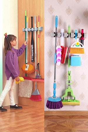 Multipurpose Wall Mounted Broom and Mop Holder | Broom Storage Organizer Hook