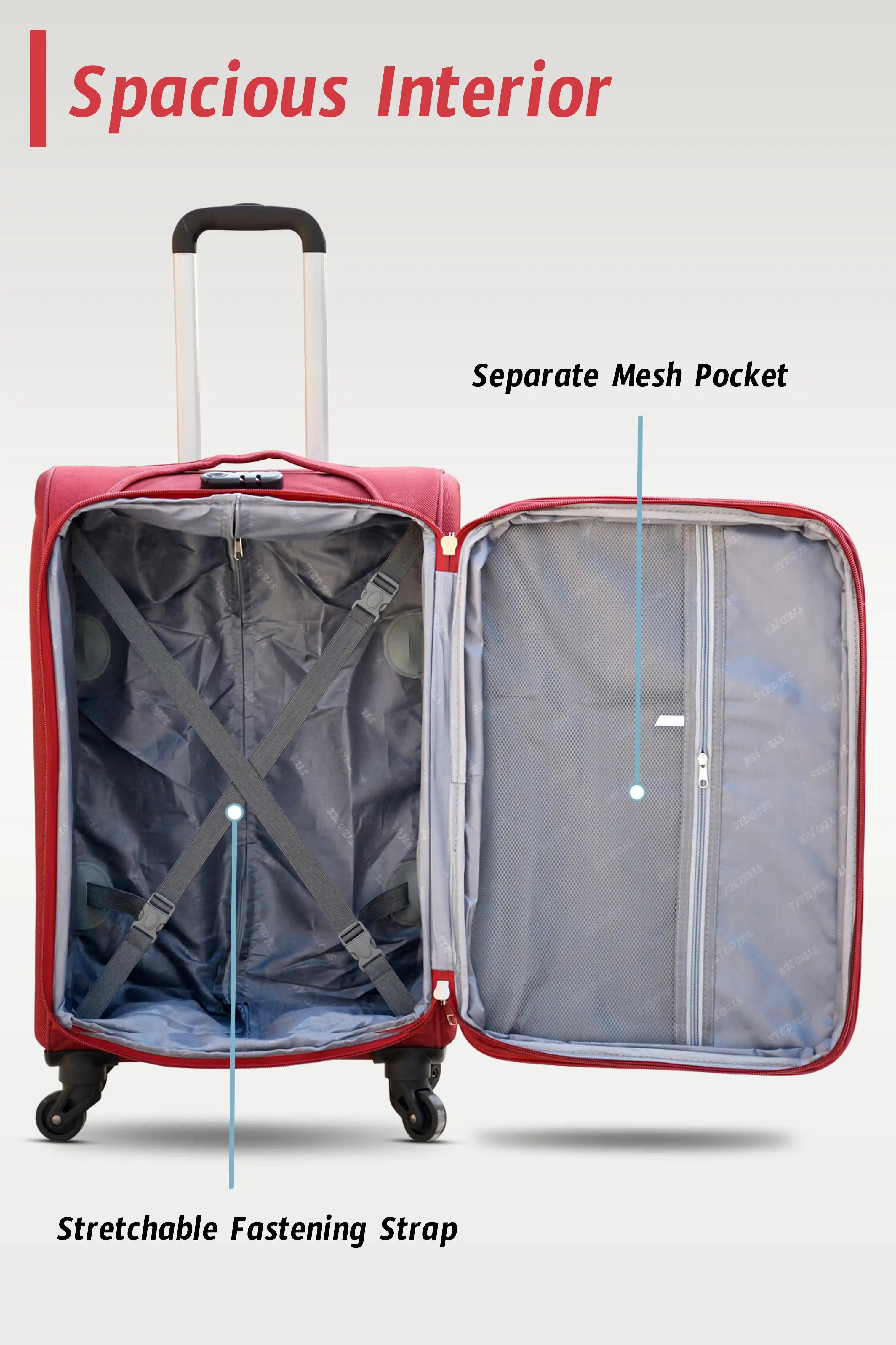 4 Piece Set 20, 24, 28 and 32 Inches SJ JIAN 4 Wheel Lightweight Soft Material Luggage Bag