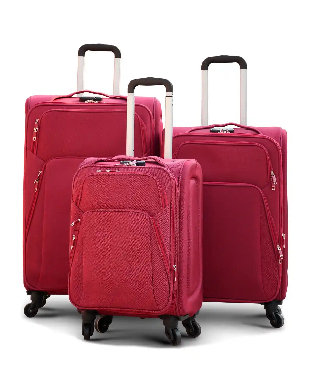 4 Piece Set 20, 24, 28 and 32 Inches SJ JIAN 4 Wheel Lightweight Soft Material Luggage Bag