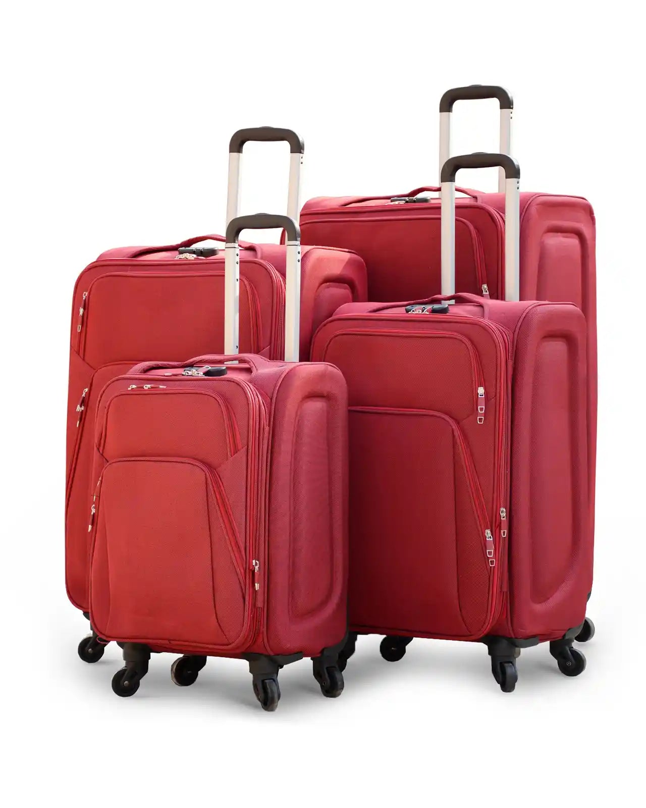 4 Piece Set 20, 24, 28 and 32 Inches SJ JIAN 4 Wheel Lightweight Soft Material Luggage Bag