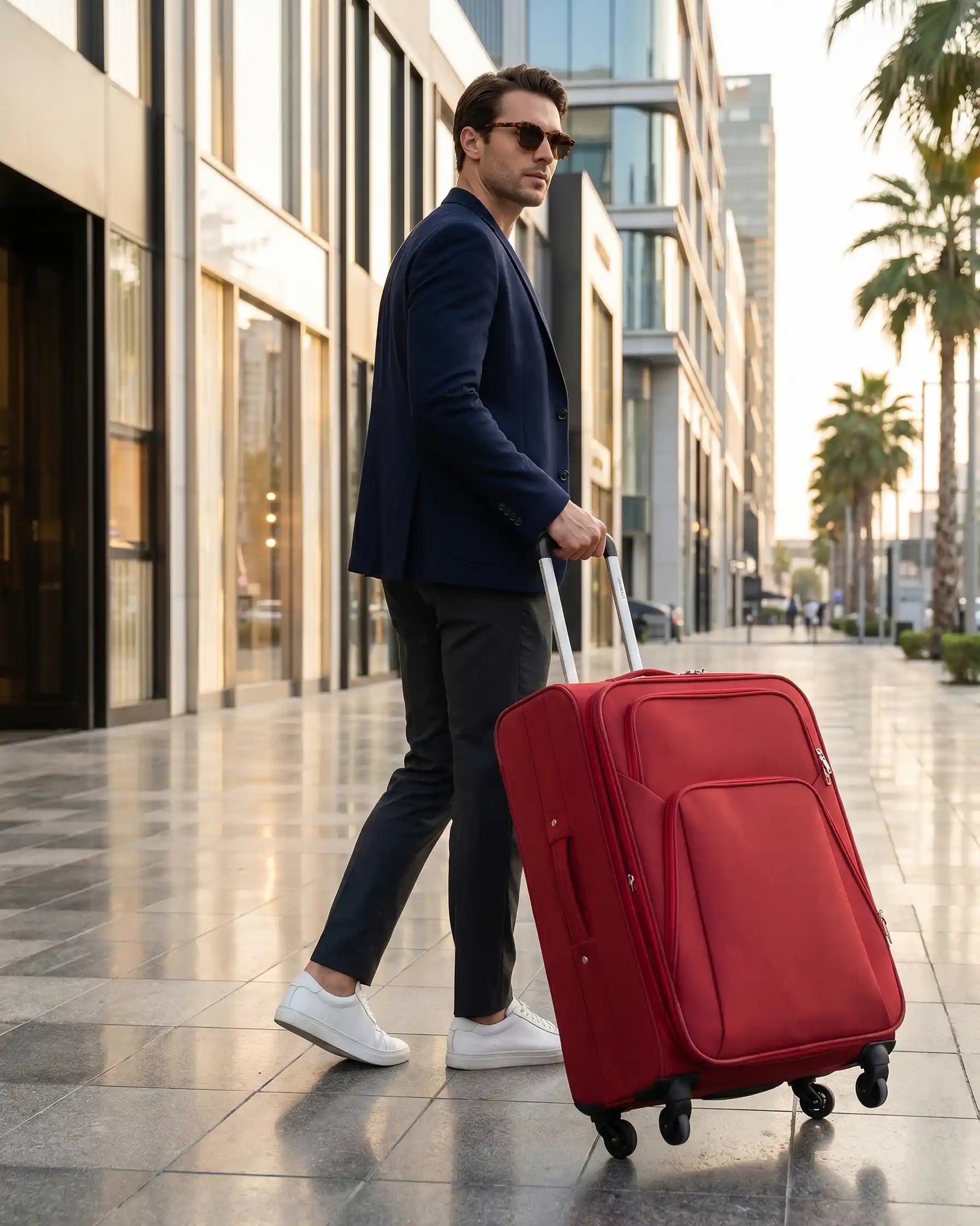 4 Piece Set 20, 24, 28 and 32 Inches SJ JIAN 4 Wheel Lightweight Soft Material Luggage Bag