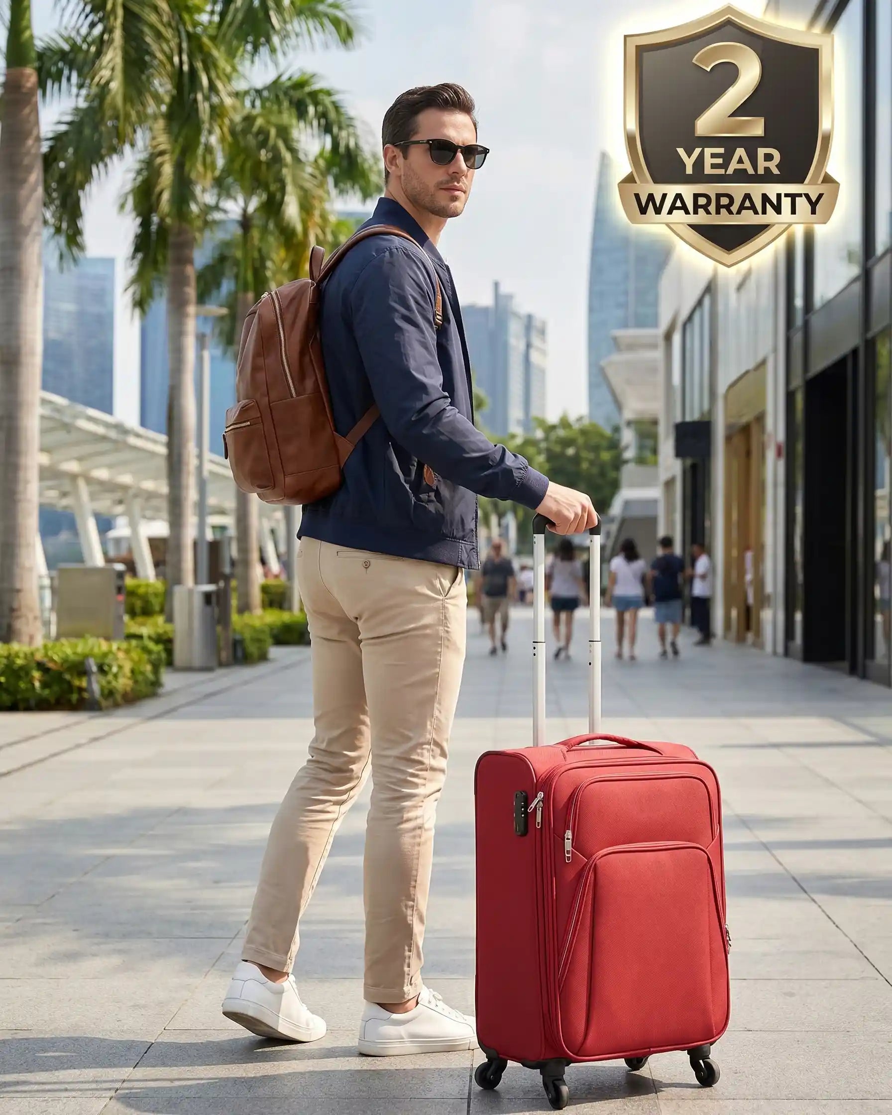 4 Piece Set 20, 24, 28 and 32 Inches SJ JIAN 4 Wheel Lightweight Soft Material Luggage Bag