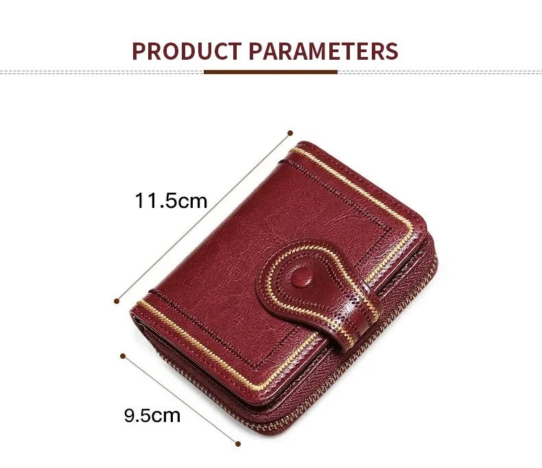 Oil Wax Small Women Wallet | PU Leather Ladies Card Holder Purse