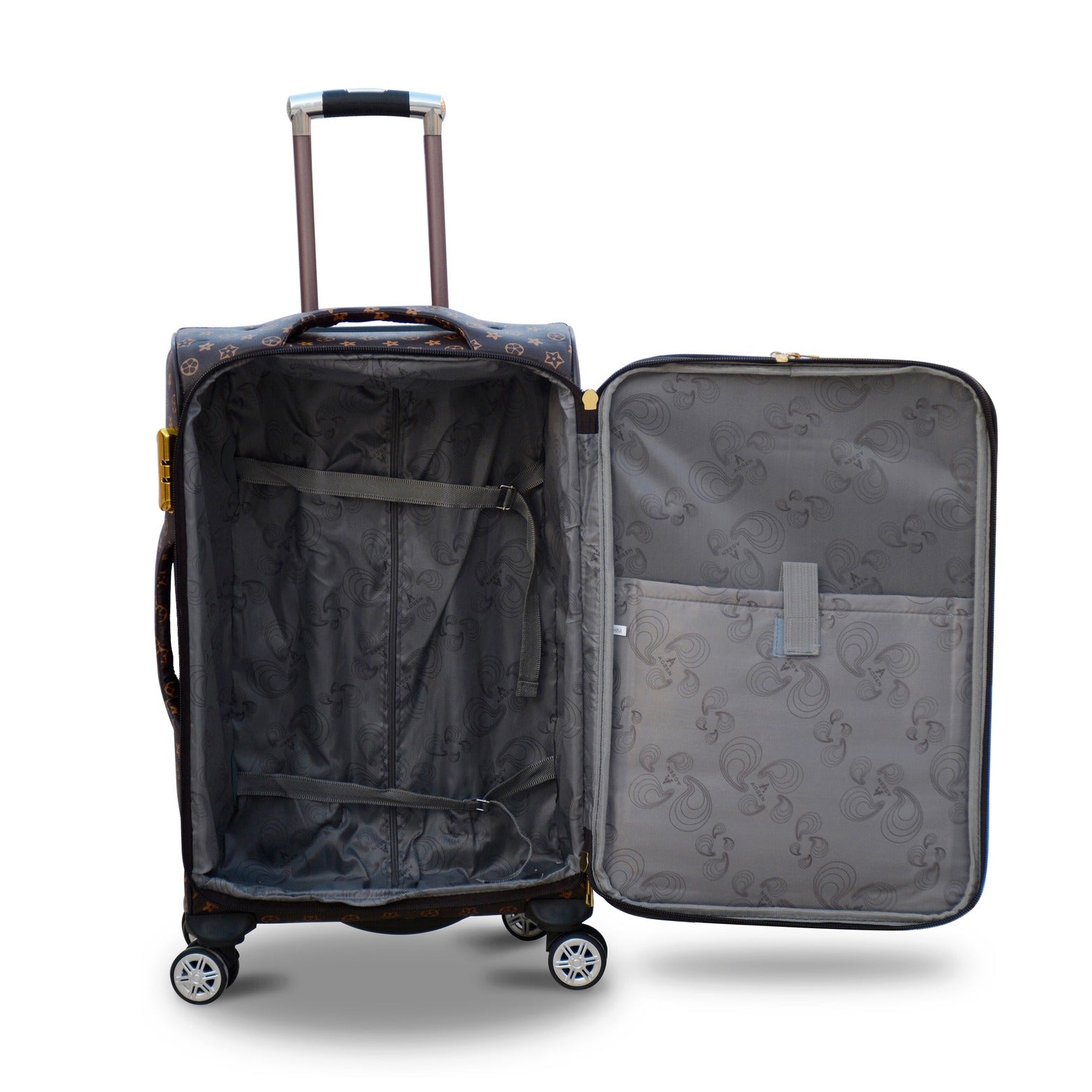 24" Brown Colour LVR PU Leather Luggage Lightweight Soft Material Trolley Bag Zaappy.com