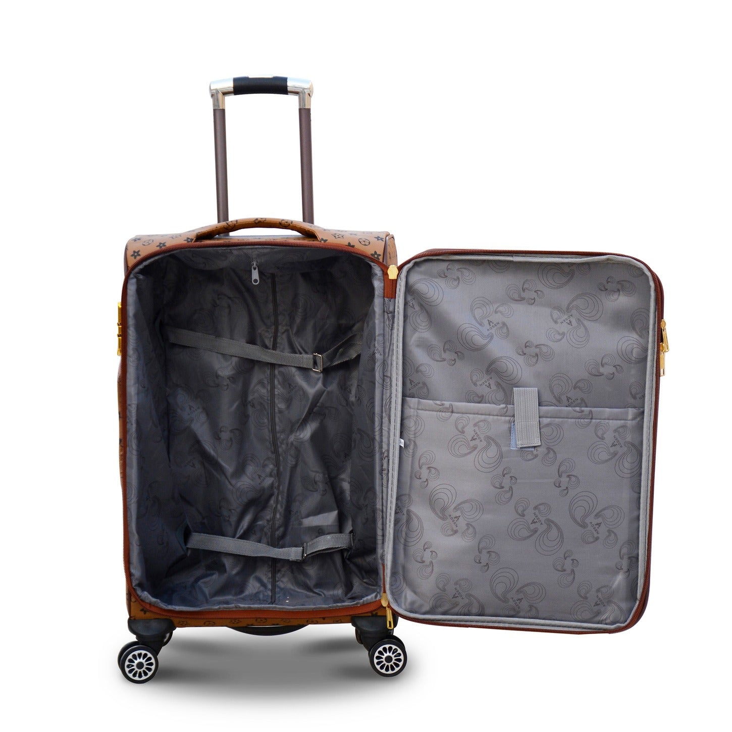 3 Piece Full Set 20" 24" 28 Inches Light Brown Colour LVR PU Leather Luggage Lightweight Trolley Bag with Spinner wheel