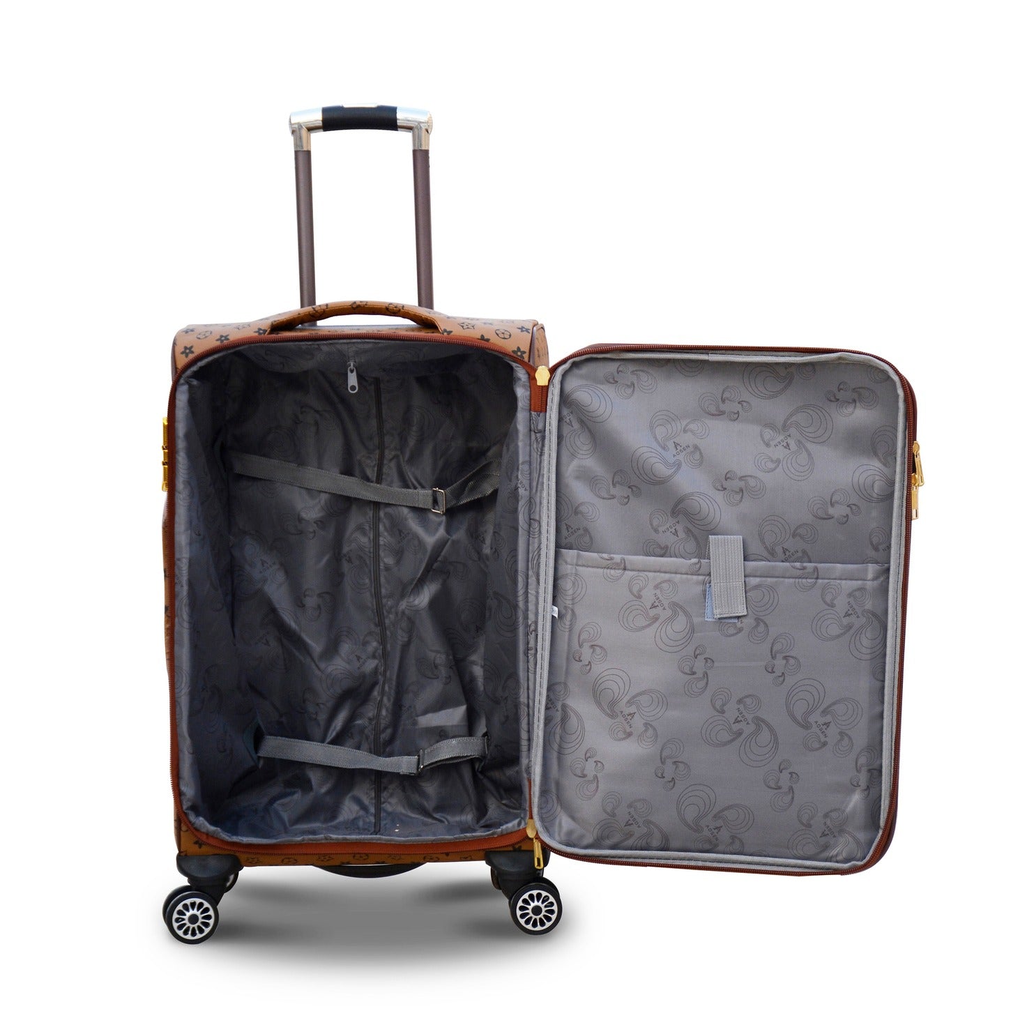 3 Piece Full Set 20" 24" 28 Inches Light Brown Colour LVR PU Leather Luggage Lightweight Soft Material Trolley Bag with Spinner wheel Zaappy.com