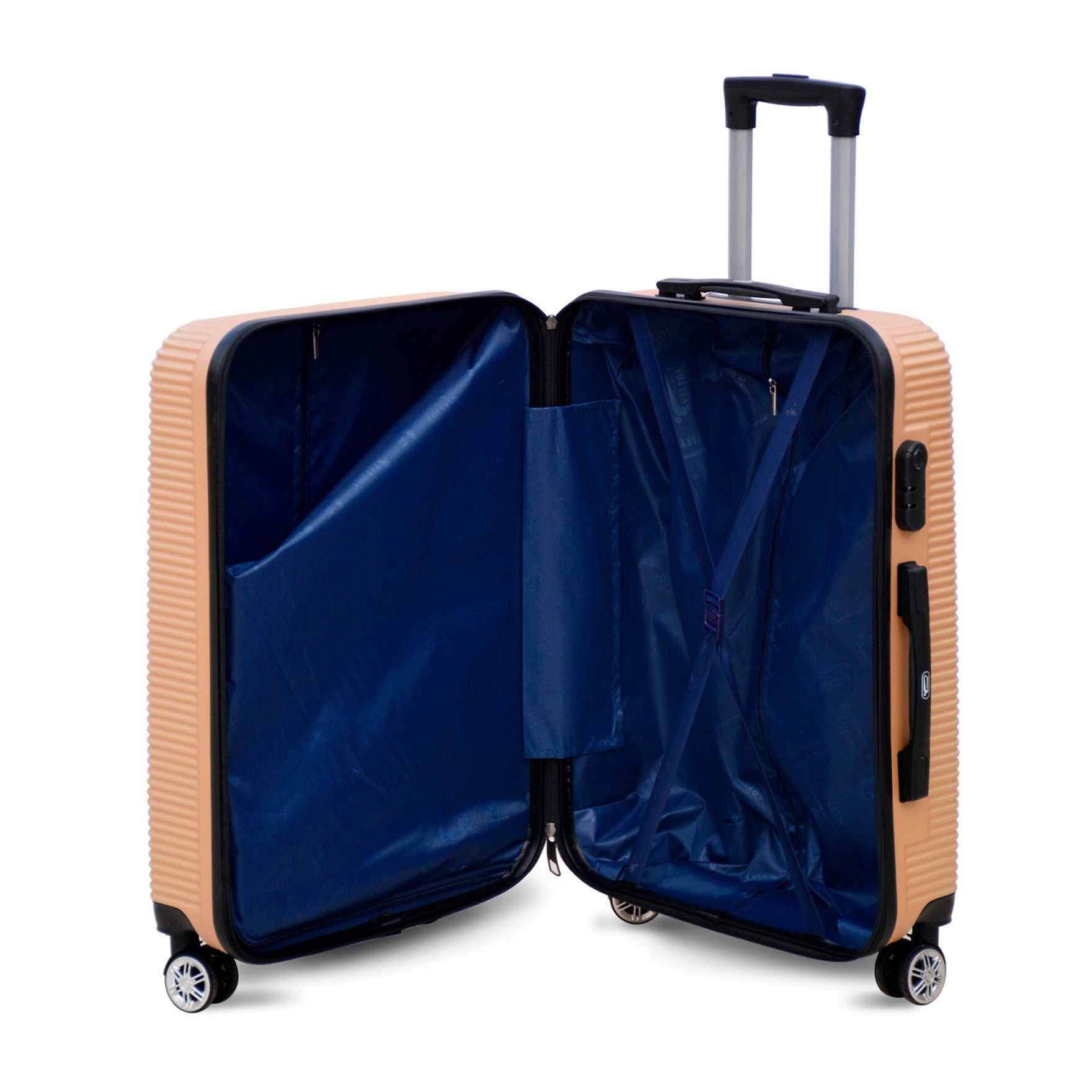20" Gold Colour JIAN ABS Line Luggage Lightweight Hard Case Carry On Trolley Bag With Spinner Wheel Zaappy.com
