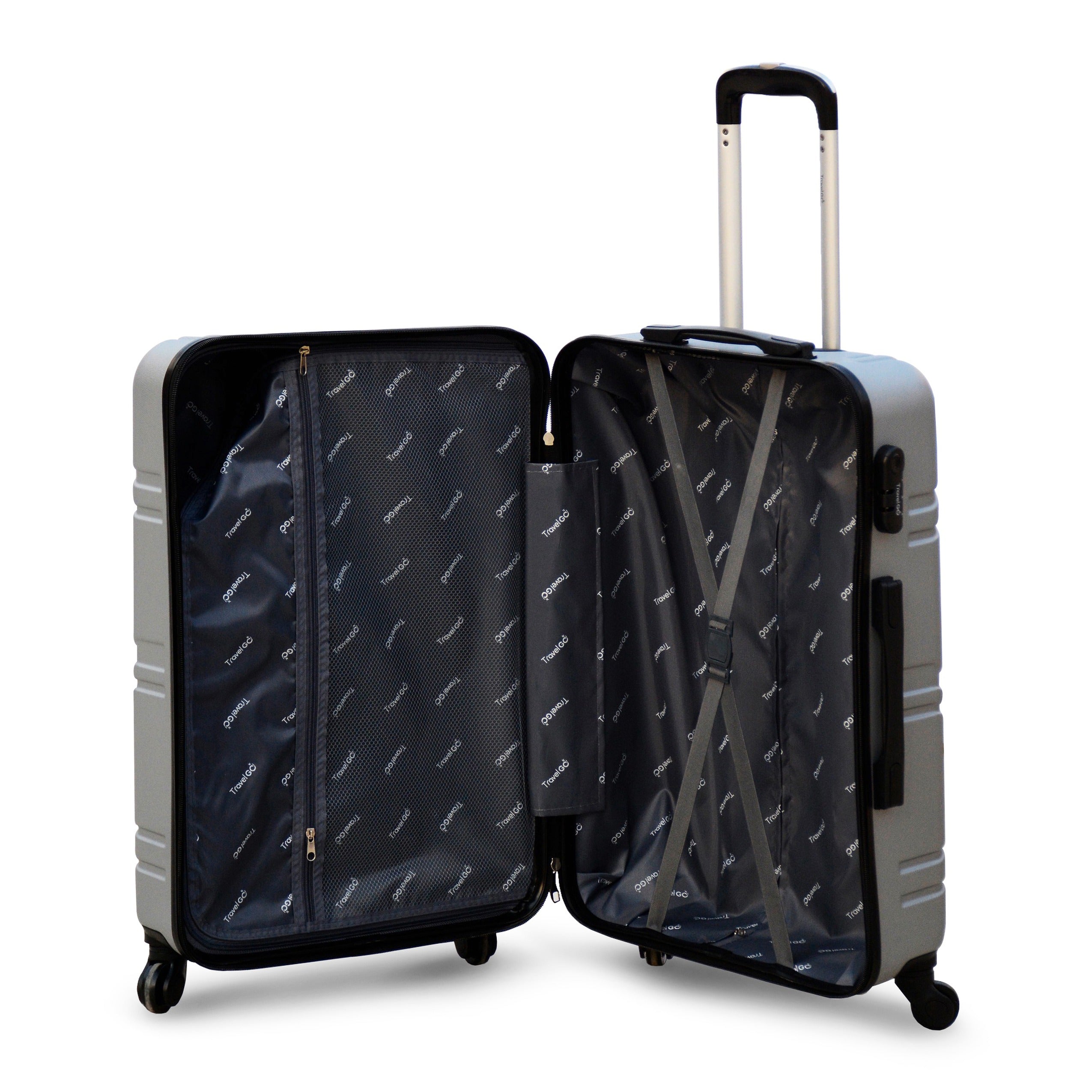 Lightweight ABS Luggage | Hard Case Trolley Bag | 3 Pcs Set 20” 24” 28 Inches | 2 Years Warranty | Yinton 2208 Silver