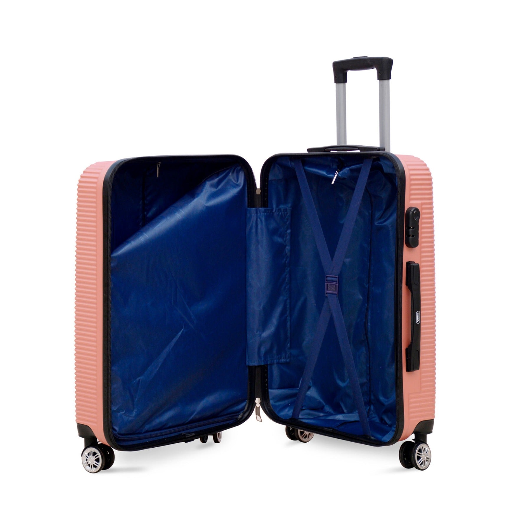 28" Dark Pink Colour JIAN ABS Line Luggage Lightweight Hard Case Trolley Bag With Spinner Wheel Zaappy.com