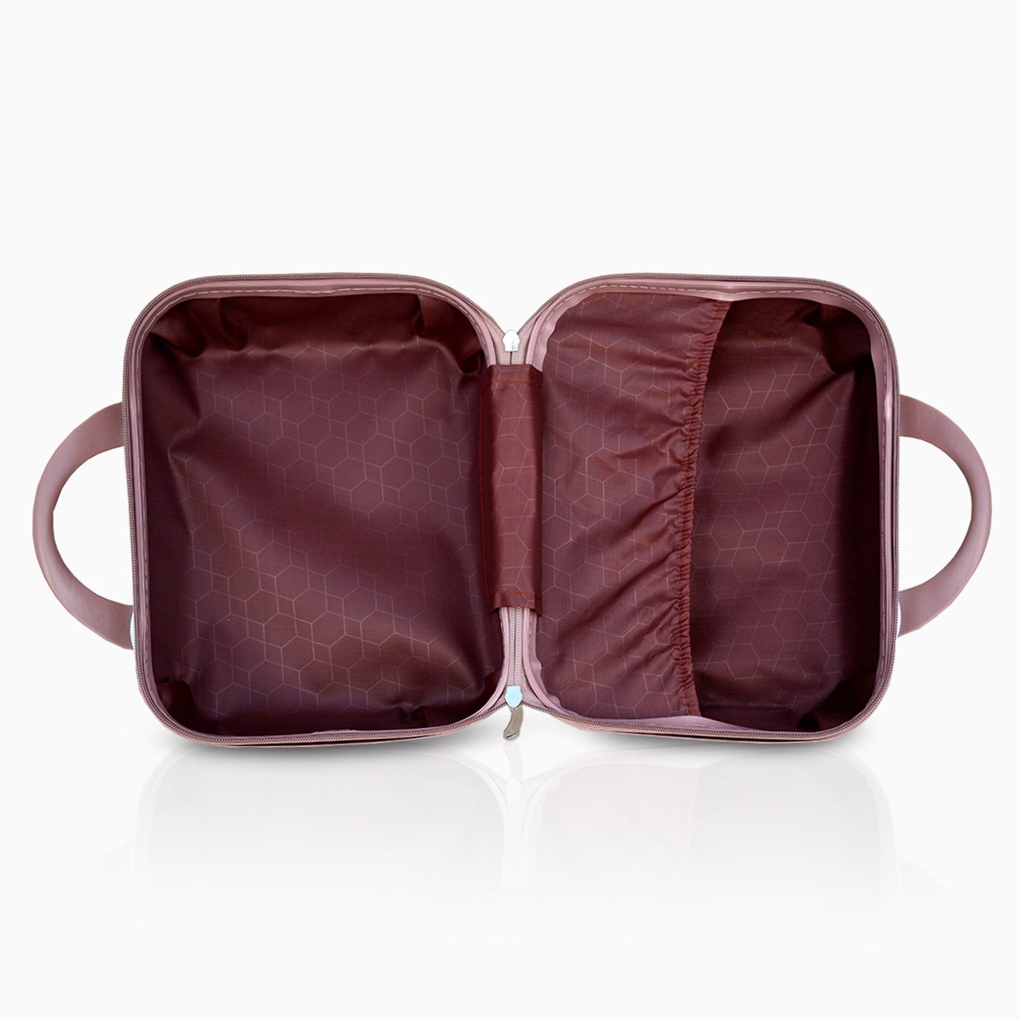 Square Cut ABS Beauty Case Rose Gold Colour Lightweight Cosmetics Bag | 2 Year Warranty