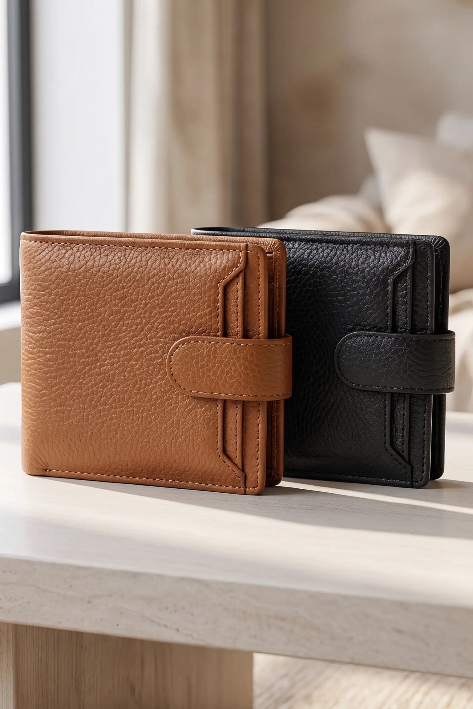 ORIYANA Men 2 Fold Zipper Purse | LL 2622 Genuine Leather Button Wallet