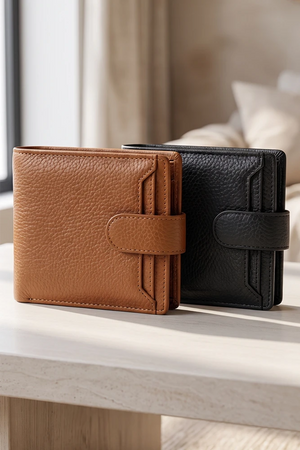 ORIYANA Men 2 Fold Zipper Purse | LL 2622 Genuine Leather Button Wallet