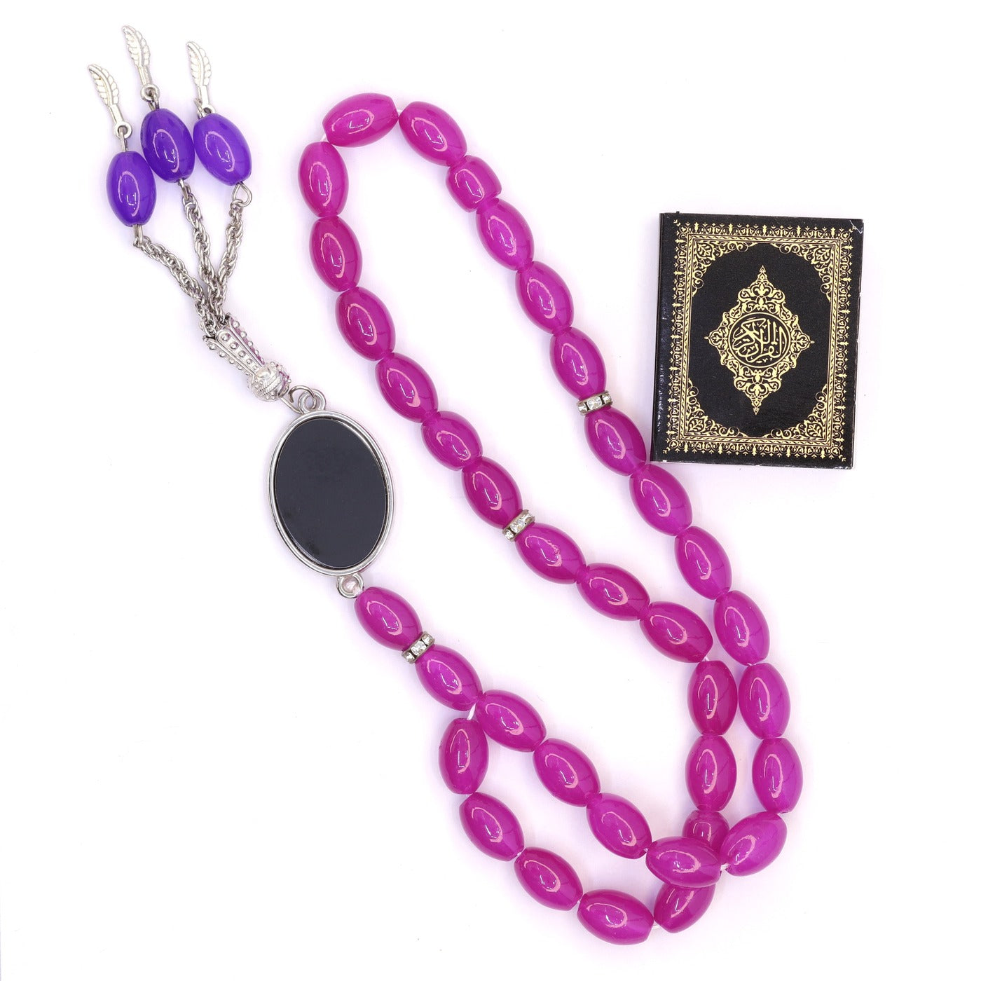 Smooth and Shiny Oval Shape Tasbeeh Misbaha | Muslim Rosary Prayer Beads 33 Stones