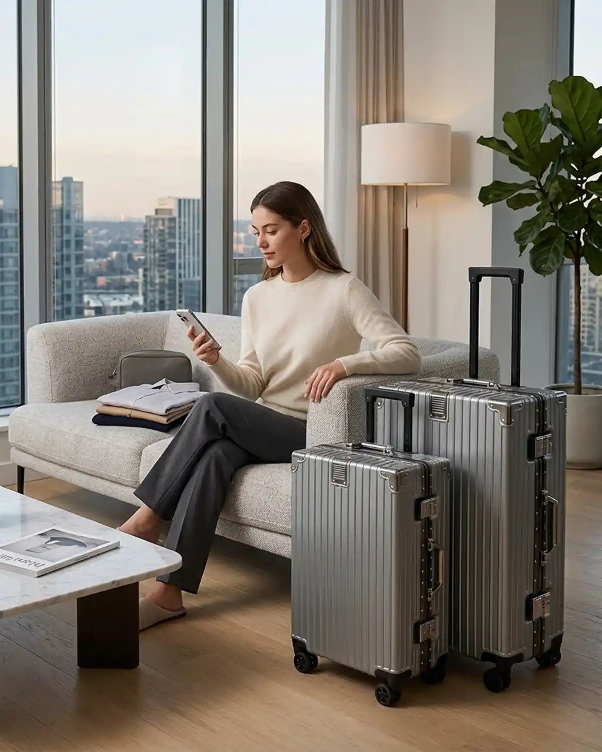 Prosp Premium Aluminum Hard Shell Luggage | Zipperless Suitcase Set with TSA Lock | Silent 360° Spinner Wheels | 3 Piece Set 20" 24" 28" Inches
