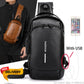 Anti Theft Shoulder Crossbody Backpack With USB Charging Port | Hiking PU Chest Bag Zaappy