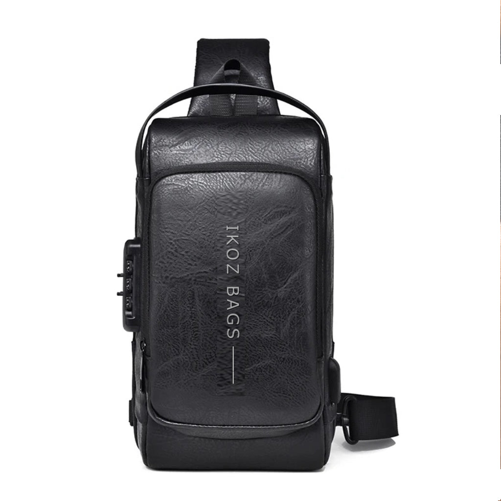 Anti Theft Shoulder Crossbody Backpack With USB Charging Port | Hiking PU Chest Bag