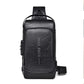 Anti Theft Shoulder Crossbody Backpack With USB Charging Port | Hiking PU Chest Bag Zaappy