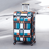 Check Design Lightweight PU Luggage with Spinner Wheel | 4 Piece Set 7, 20, 24 and 28 Inches