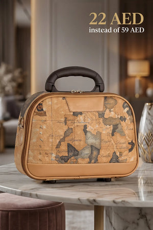 PU Leather Printed Beauty Case | Lightweight Cosmetics Organizer Box