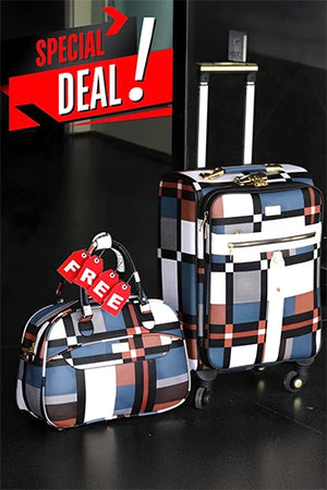 20 Inch PU Check Type Soft Material Cabin Size Luggage Bag | Get Beauty Case Combo Gift | 7-10 Kg Capacity