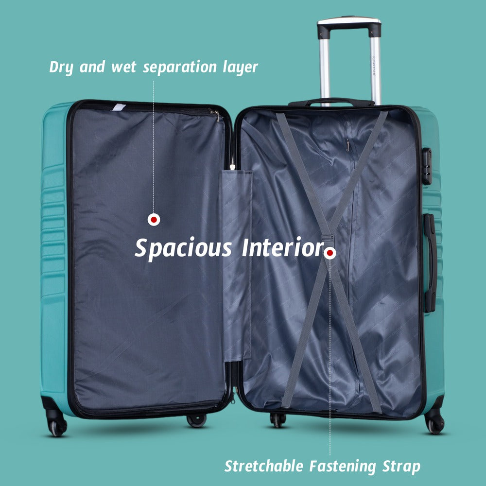 Partner Aqua Wave ABS Lightweight Hard Case Trolley Luggage with Spinner Wheels | 3 Pcs Set 20" 24" 28" Inches