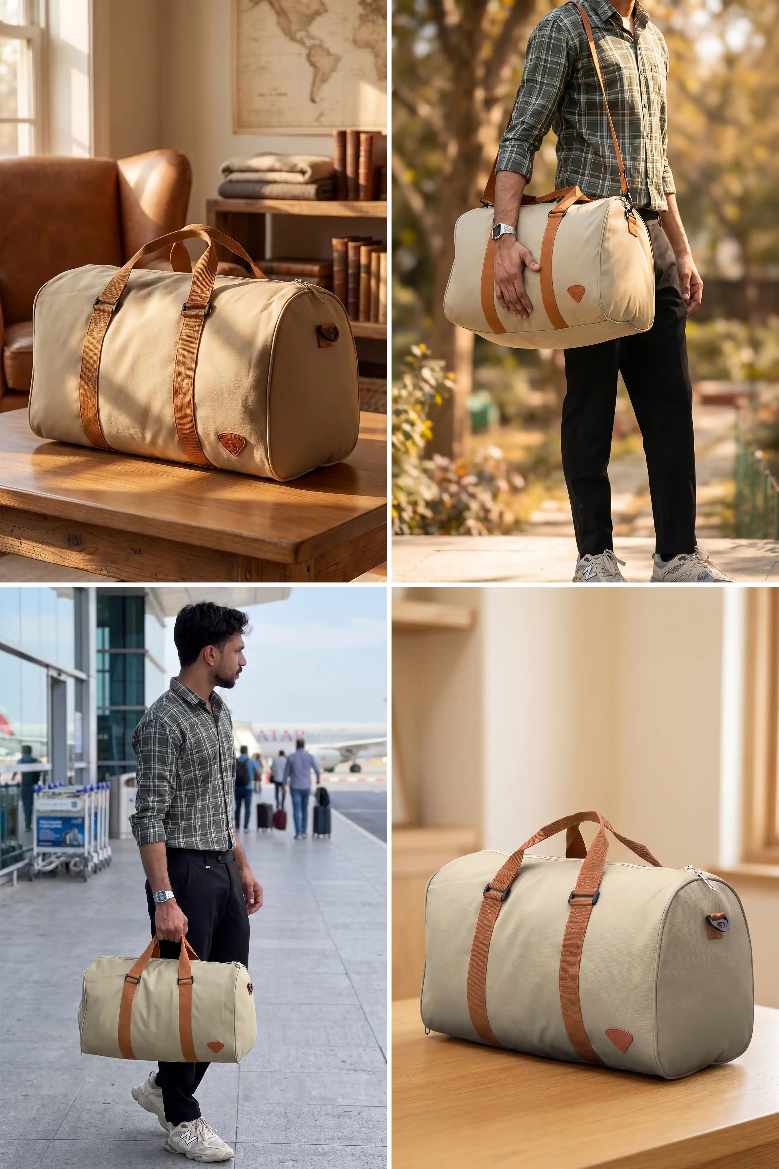 Elegant Partner Textured Duffle Bag with Shoe Compartment – Stylish Travel & Gym Bag