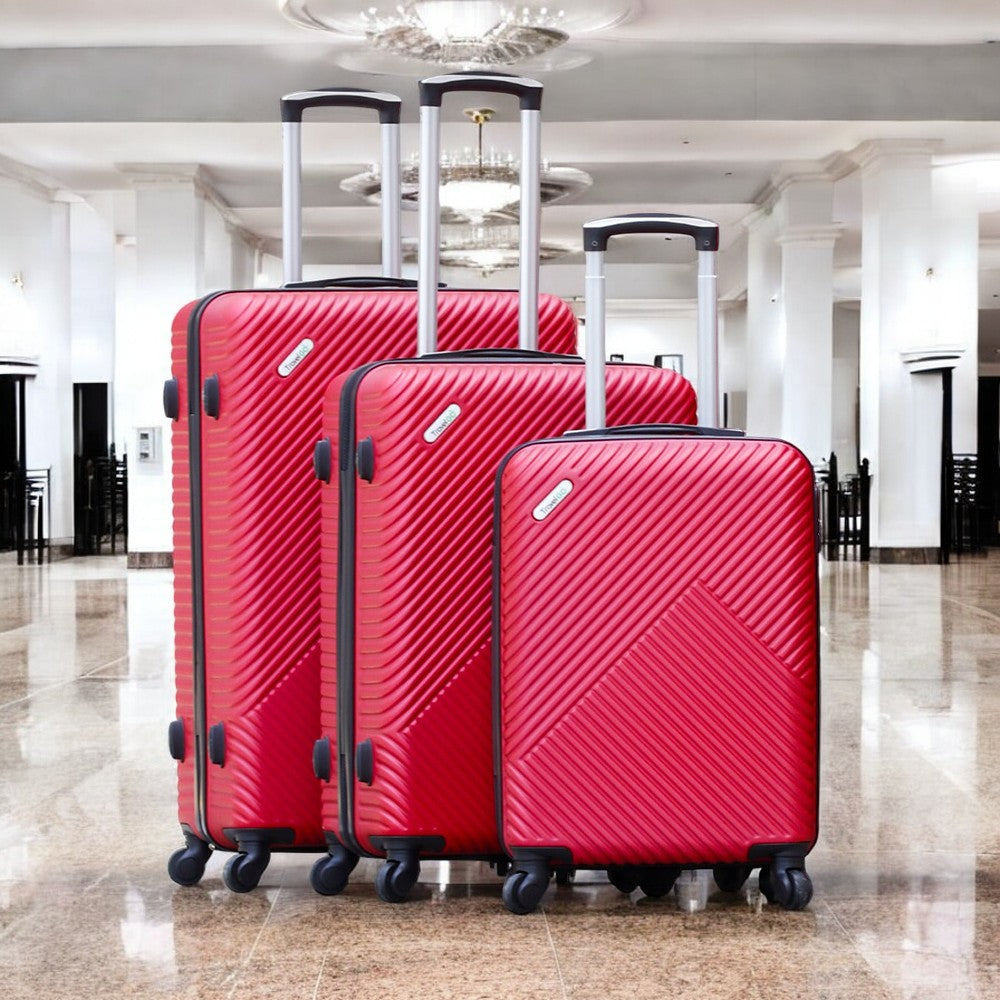 3 Piece Set 20" 24" 28" TravelGo Lightweight ABS Luggage Bags with Spinner Wheels
