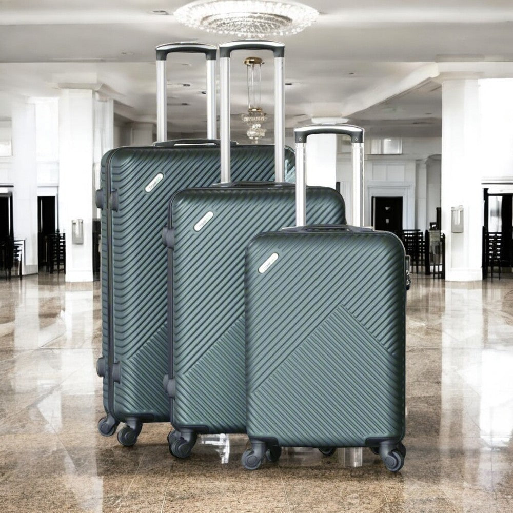 3 Piece Set 20" 24" 28" TravelGo Lightweight ABS Luggage Bags with Spinner Wheels