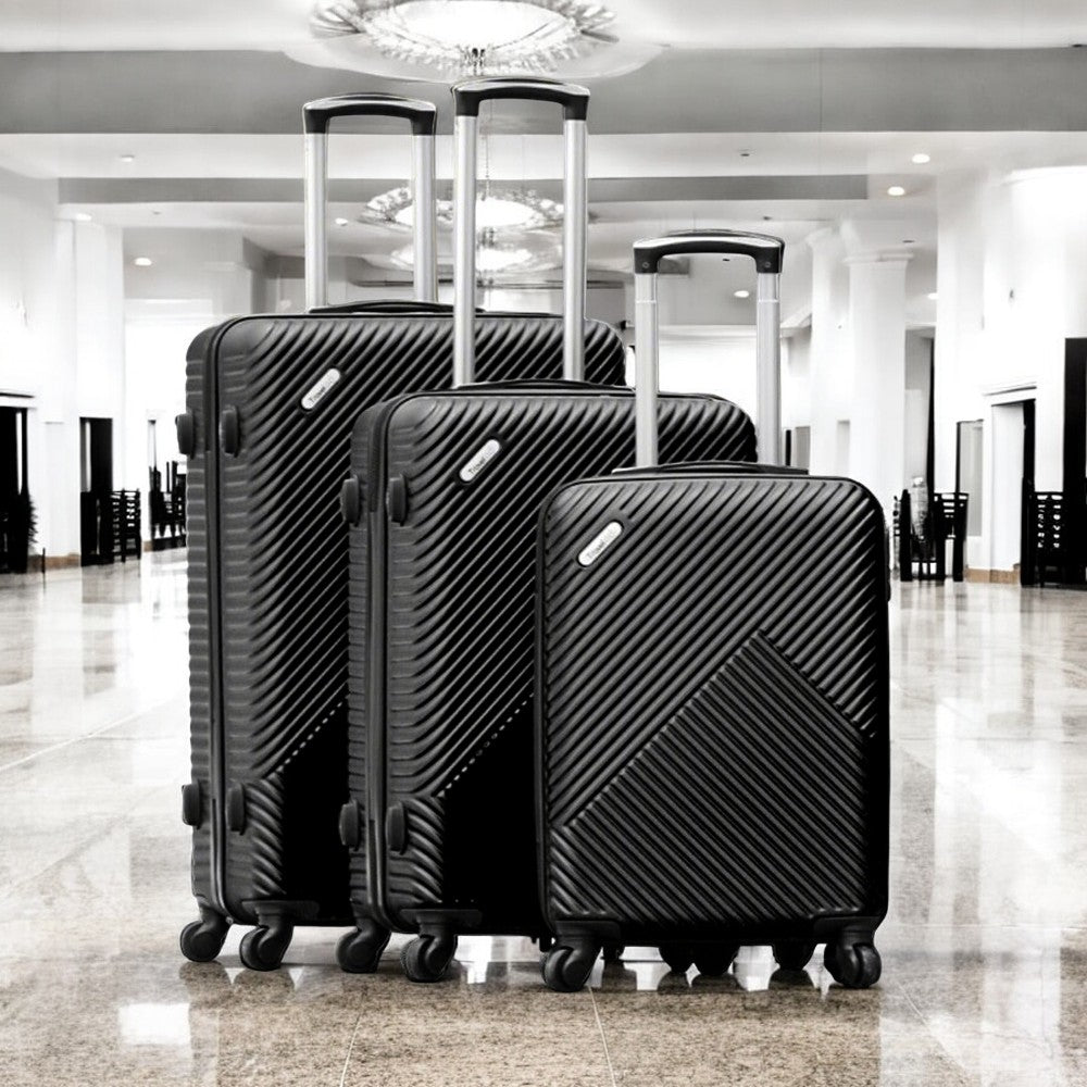 3 Piece Set 20" 24" 28" TravelGo Lightweight ABS Luggage Bags with Spinner Wheels