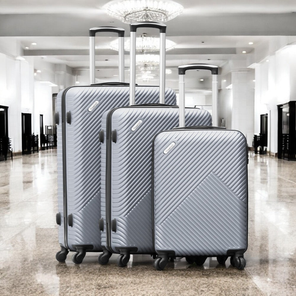3 Piece Set 20" 24" 28" TravelGo Lightweight ABS Luggage Bags with Spinner Wheels