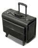 Premium PU Leather Pilot Carry On Luggage, Lightweight Suitcase with Spinner Wheels