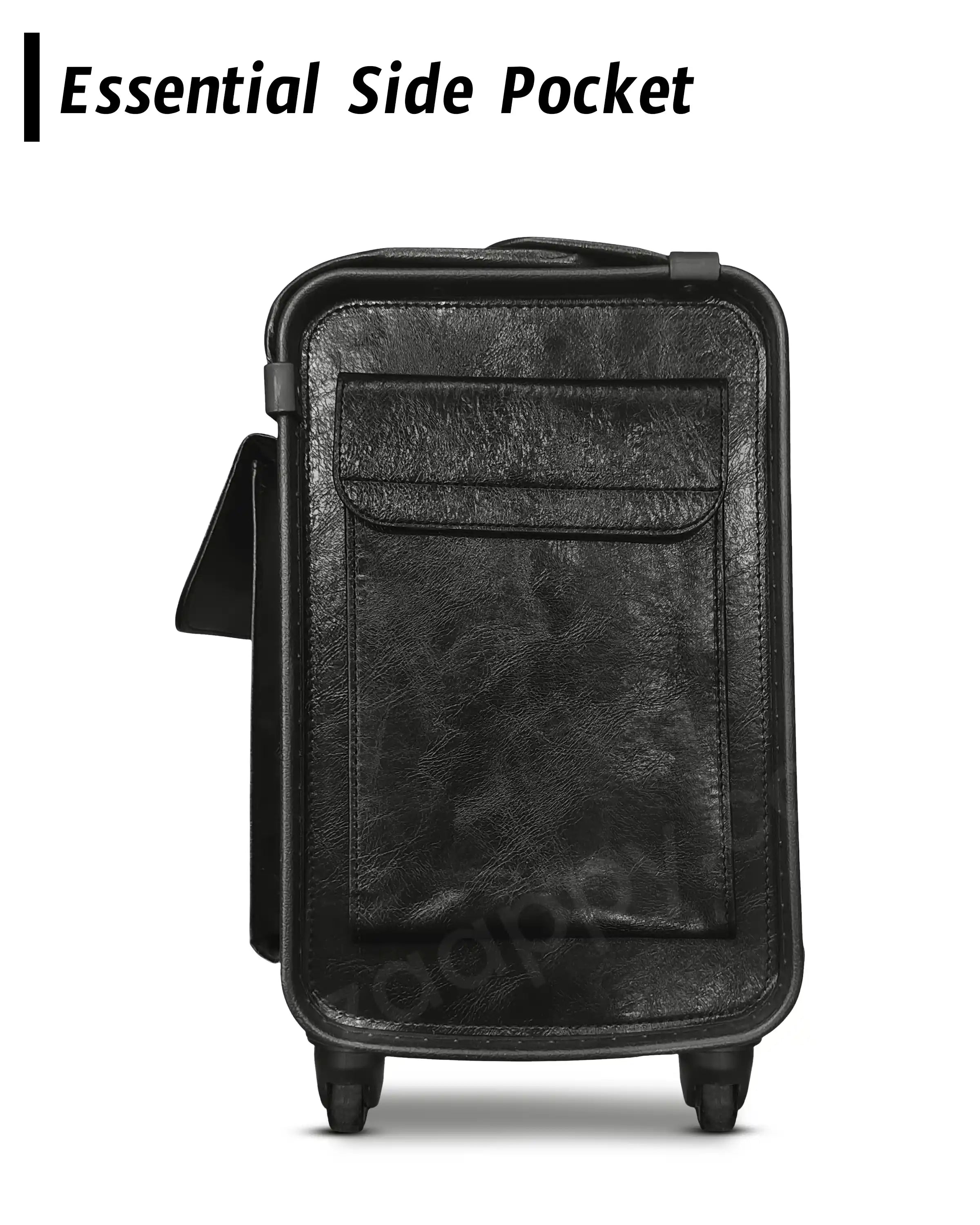 Premium PU Leather Pilot Carry On Luggage, Lightweight Suitcase with Spinner Wheels