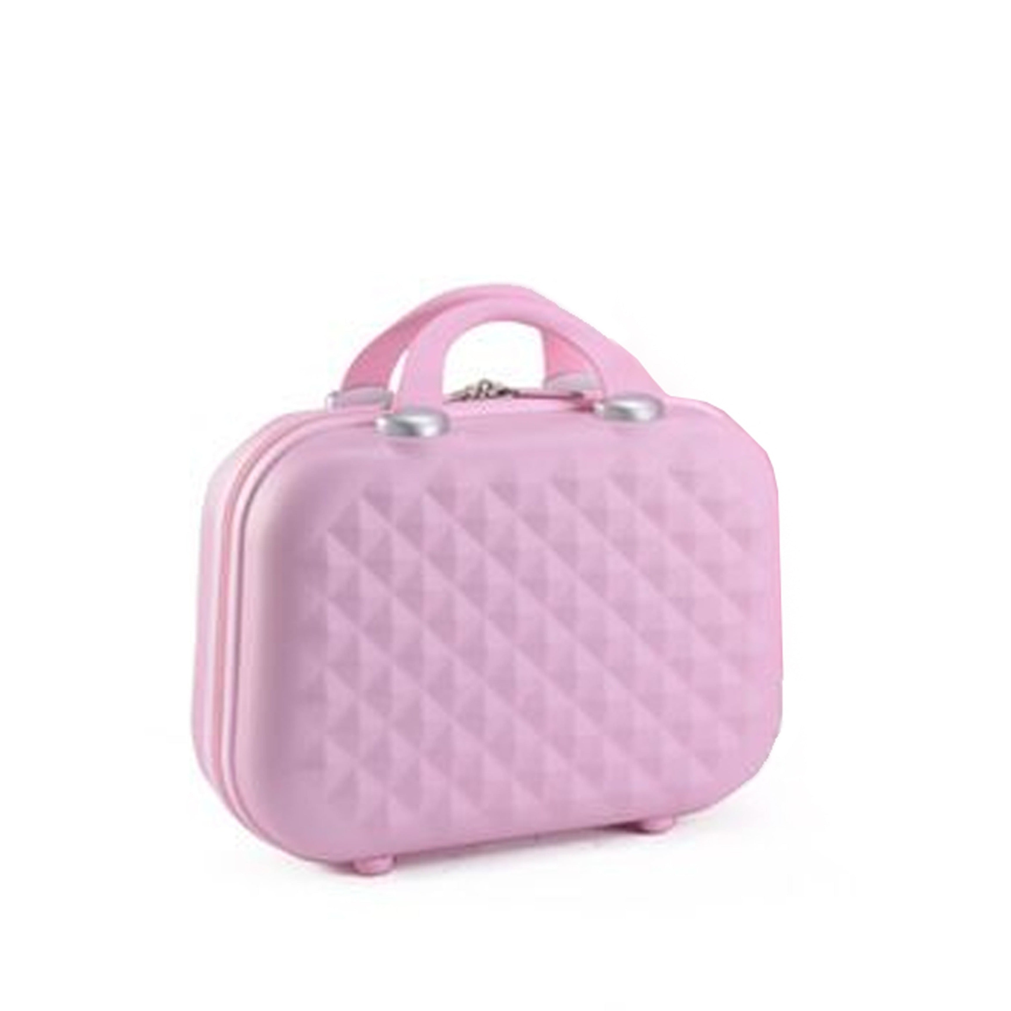 Diamond Cut  ABS Beauty Case Pink Colour Lightweight Cosmetics Box