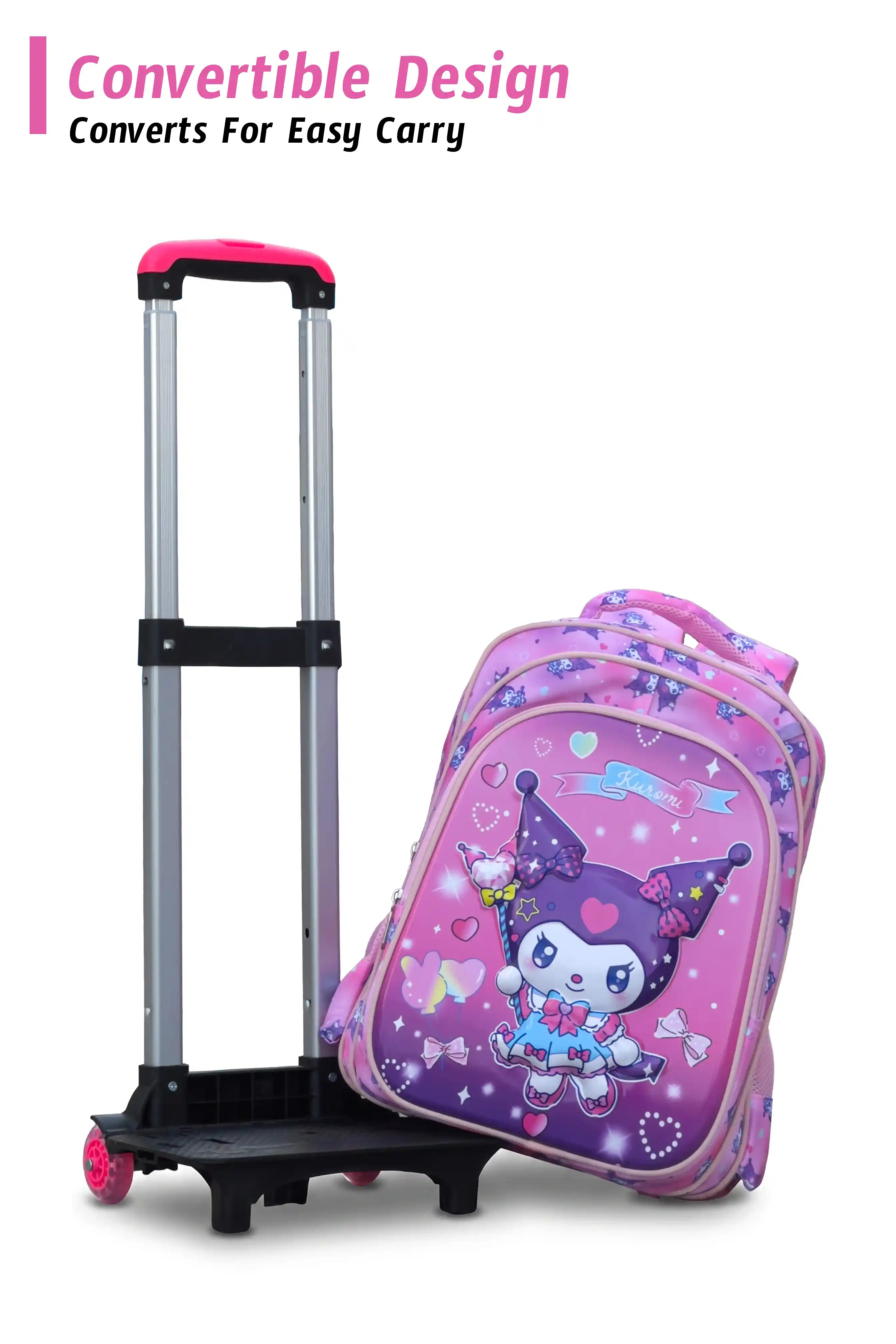 17 Inch Pink Fantasy 3 Pcs School Bag, Lightweight With Multiple Compartments And Adjustable Padded Straps