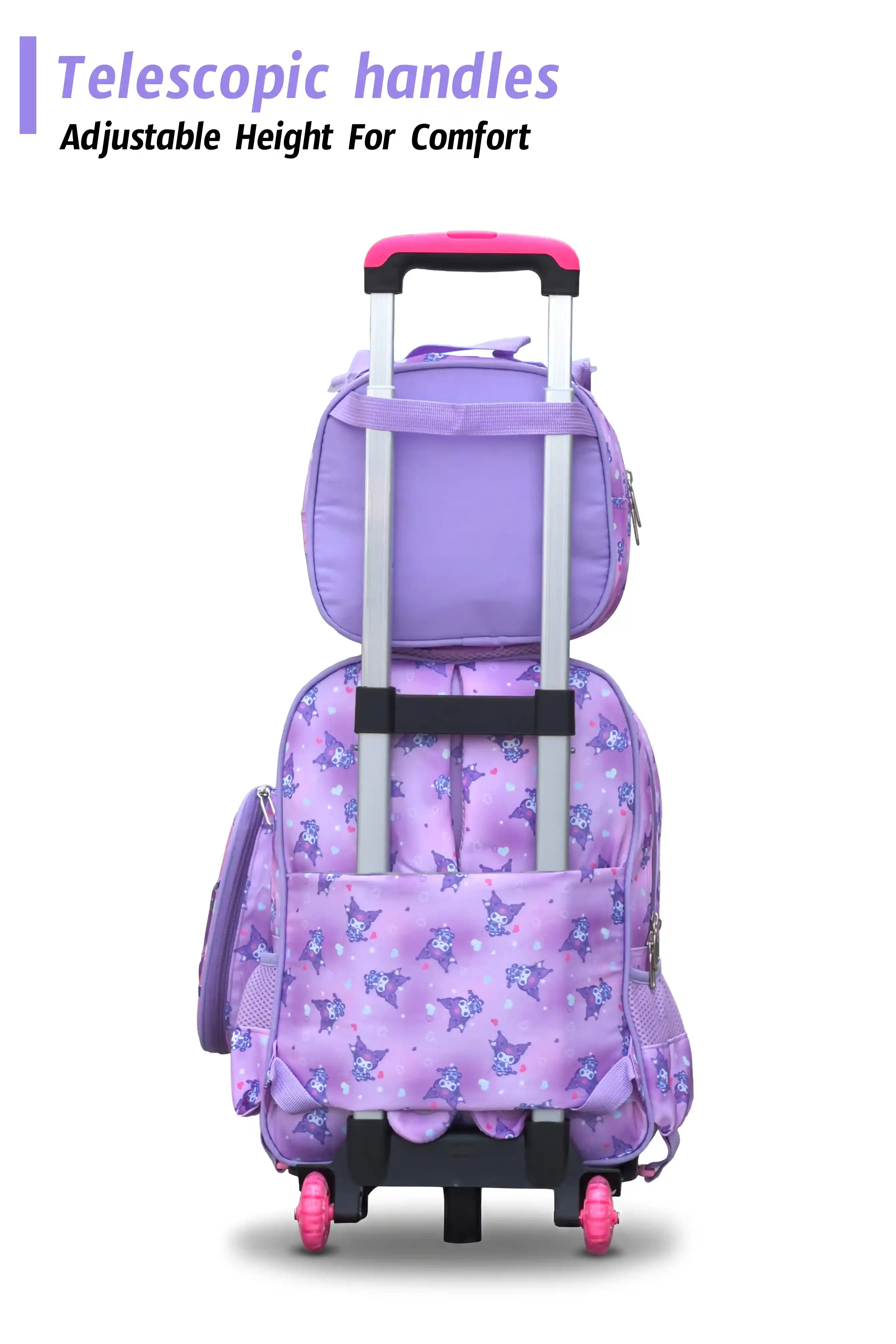 17 Inch Pink Fantasy 3 Pcs School Bag, Lightweight With Multiple Compartments And Adjustable Padded Straps