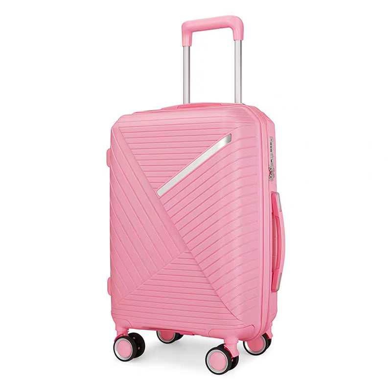 3 Piece Set 20" 24" 28 Inches Pink Advanced PP Lightweight Luggage Bag with Double Spinner Wheel
