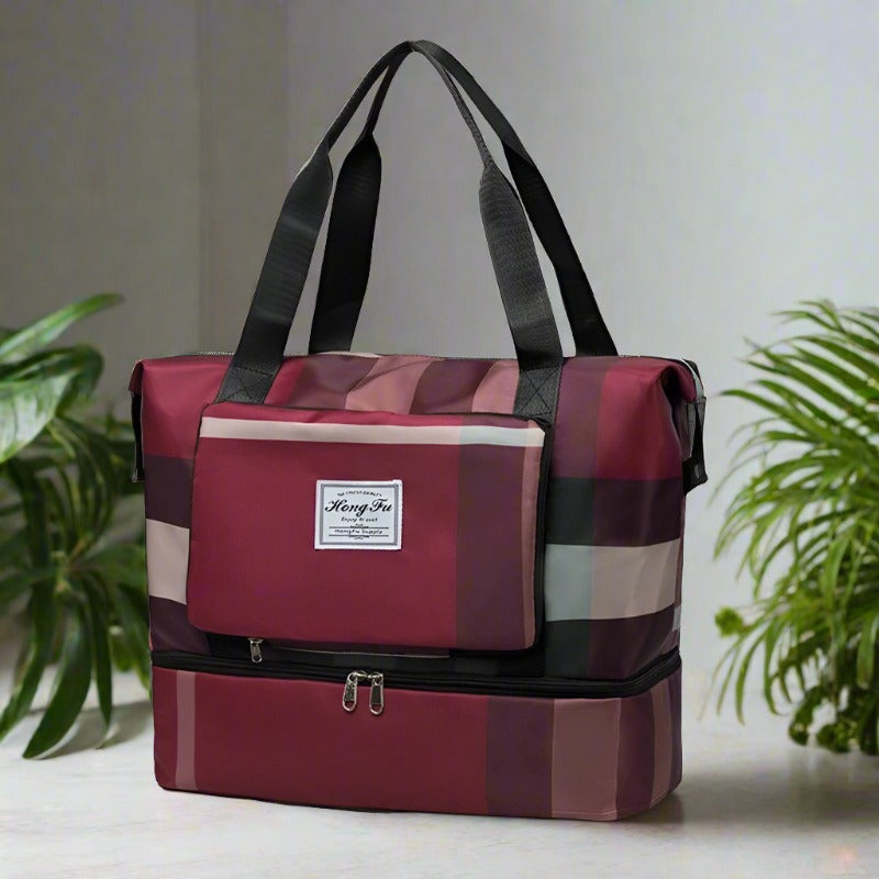 Check Type Foldable High Capacity Pocket Travel Bag | Expandable Waterproof Shoulder Bag