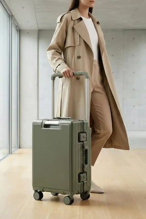 Polite Wide Handle Hard Shell Aluminium Lightweight Cabin Luggage with Smooth Silent Spinner Wheels