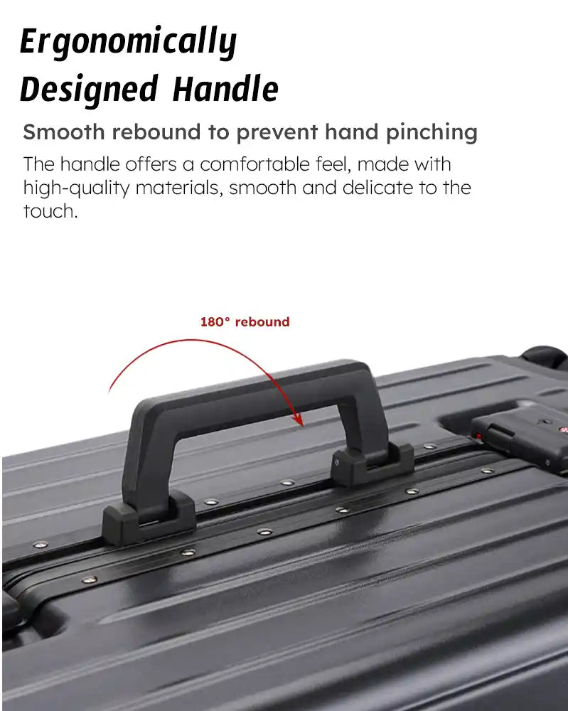 Polite Wide Handle Hard Shell Aluminium Lightweight Cabin Luggage with Smooth Silent Spinner Wheels