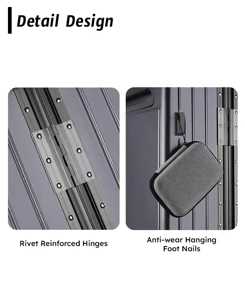 Polite Wide Handle Hard Shell Aluminium Lightweight Cabin Luggage with Smooth Silent Spinner Wheels